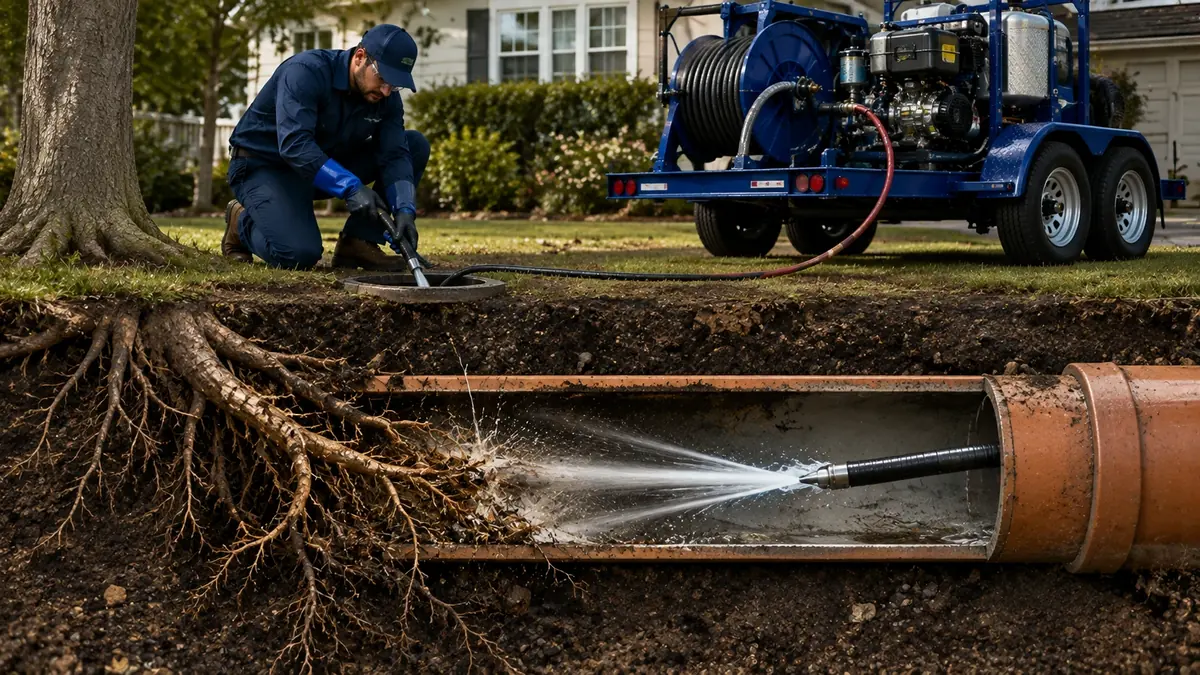 Tree Root Removal with Hydro Jetting in Holt